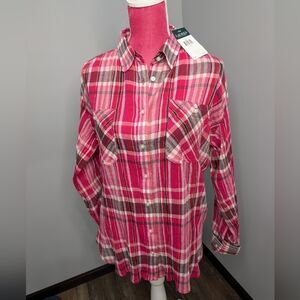 Lauren Ralph Lauren Women's Pink Plaid Button Front Cotton Casual NWT Large